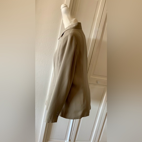 vintage GEOFFREY BEENE SPORT BEIGE ZIP UP POLYESTER JACKET - SIZE 10 - Picture 4 of 7